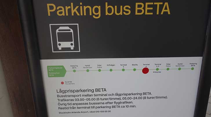 Buss Beta hållplatser på Arlanda i Stockholm